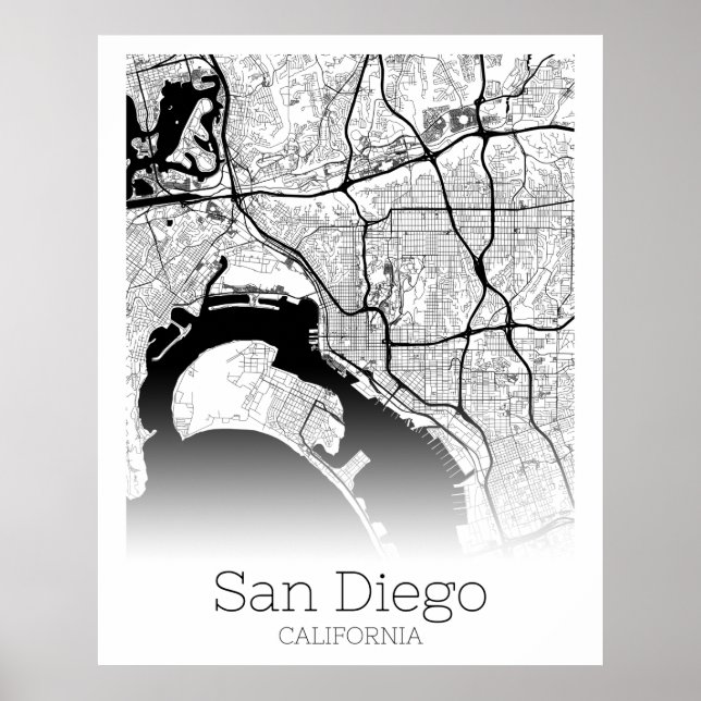 Poster Mapa da cidade de San Diego moderno (Frente)
