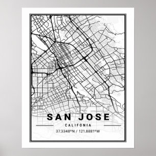Poster Mapa da cidade de San Jose California Viagem