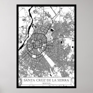Poster Mapa da Cidade de Santa Cruz de la Sierra Bolívia
