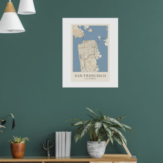 Poster Mapa da Cidade de São Francisco Califórnia | Minim