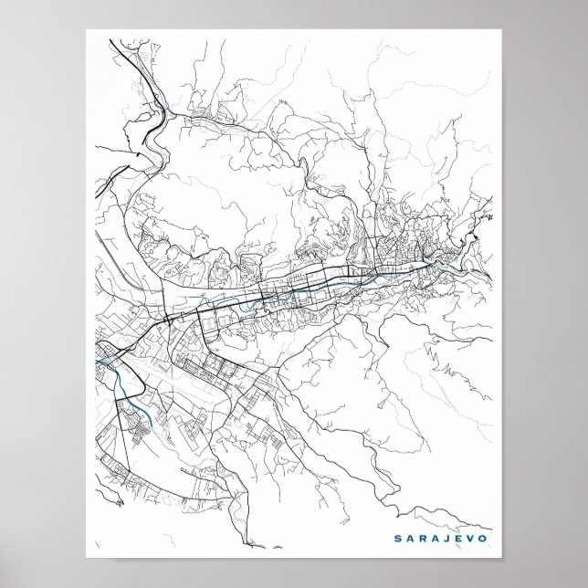 Póster Mapa da cidade de Sarajevo (Frente)