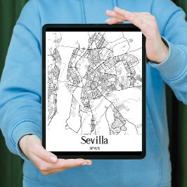 Poster Mapa da Cidade de Sevilha Minimalista