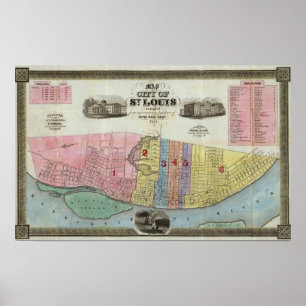 Póster Mapa da cidade de St Louis