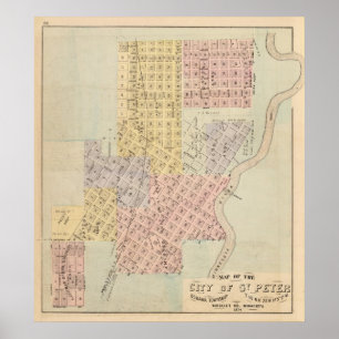 Póster Mapa da cidade de St Peter, Minnesota