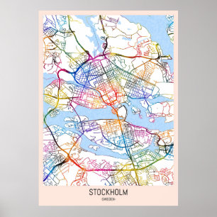 Poster Mapa da cidade de Suecia de Estocolmo