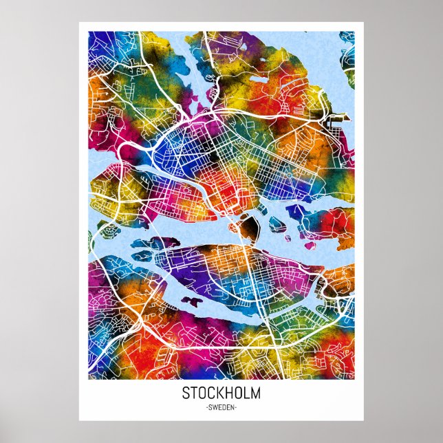 Poster Mapa da cidade de Suecia de Estocolmo (Frente)
