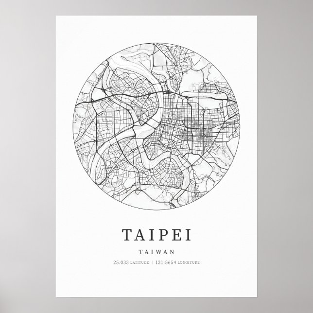 Poster Mapa da Cidade de Taiwan em Taipé (Frente)