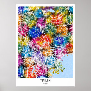 Poster Mapa da Cidade de Tianjin China