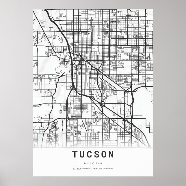 Poster Mapa da Cidade de Tucson (Frente)