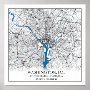 Poster Mapa da Cidade de Viagem dos EUA, Washington DC