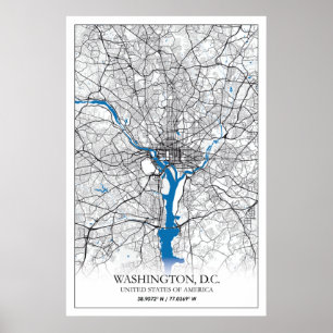 Poster Mapa da Cidade de Viagem dos EUA, Washington DC