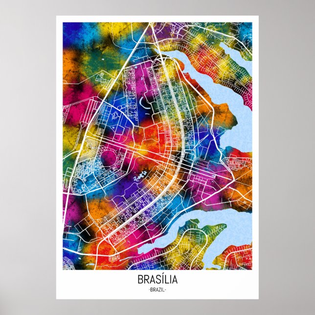 Poster Mapa da Cidade do Brasil Brasília (Frente)