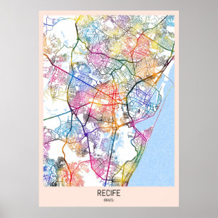 Poster Mapa da Cidade do Brasil do Recife