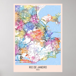 Poster Mapa da Cidade do Brasil do Rio de Janeiro