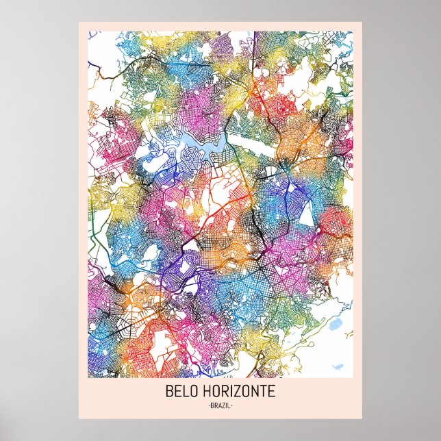 Poster Mapa da Cidade do Brasil em Belo Horizonte (Frente)