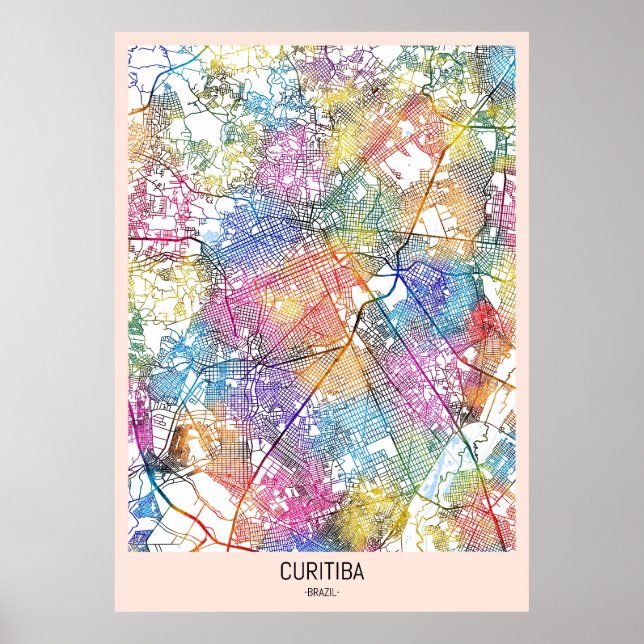Poster Mapa da Cidade do Brasil em Curitiba (Frente)