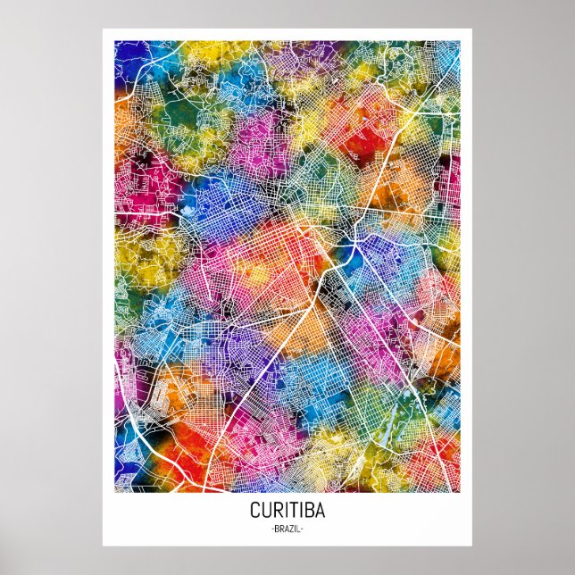 Poster Mapa da Cidade do Brasil em Curitiba (Frente)