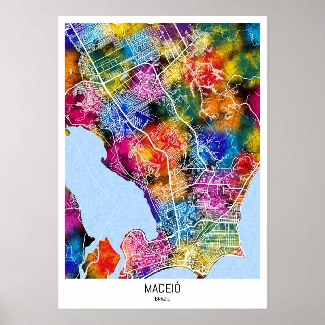 Poster Mapa da Cidade do Brasil Maceió (Frente)