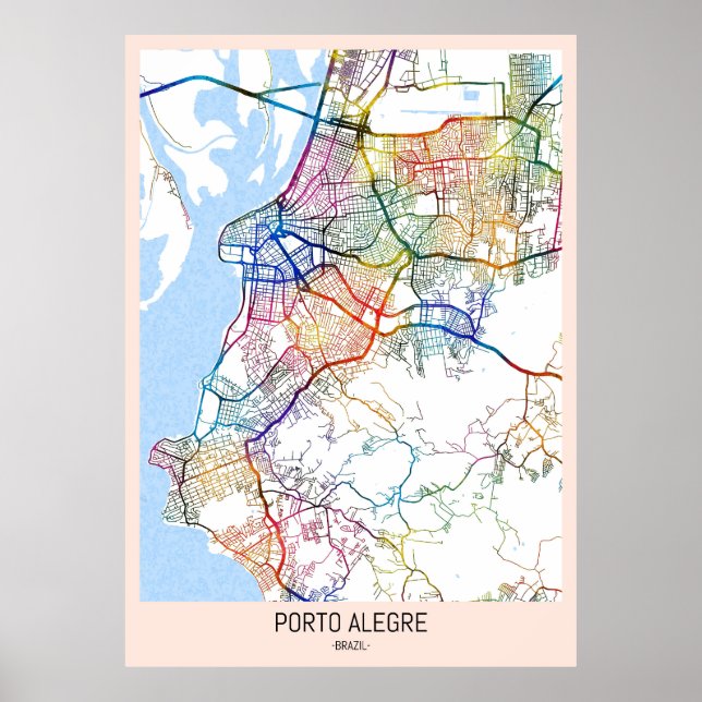Poster Mapa da Cidade do Brasil Porto Alegre (Frente)