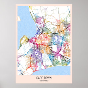 Poster Mapa da Cidade do Cabo África do Sul