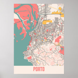 Poster Mapa da Cidade do Chalk Porto - Portugal