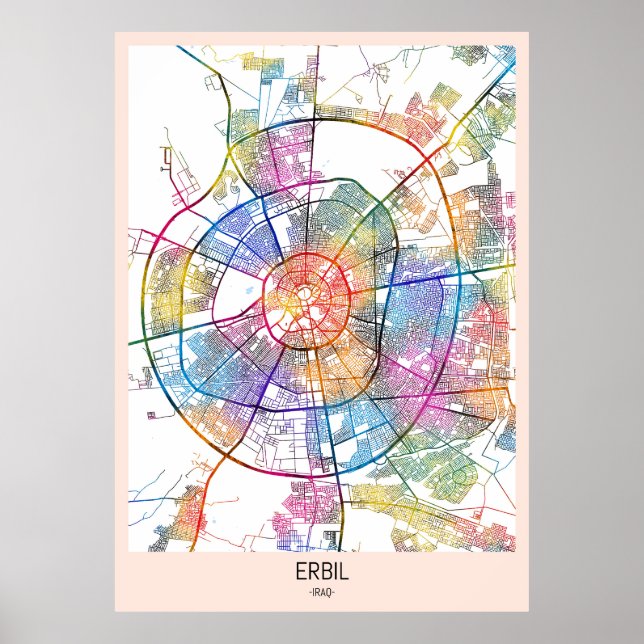 Poster Mapa da Cidade do Iraque (Frente)