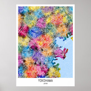 Poster Mapa da Cidade do Japão de Yokohama