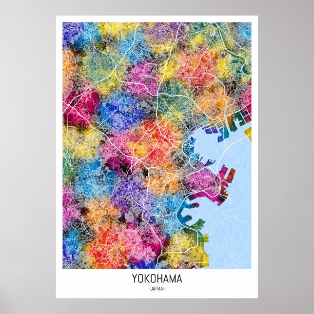 Poster Mapa da Cidade do Japão de Yokohama (Frente)