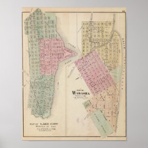 Poster Mapa da cidade do lago, e mapa de Wabasha,