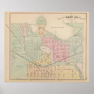 Póster Mapa da cidade do Lea de Albert, Minnesota