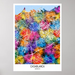Poster Mapa da Cidade do Marrocos em Casablanca