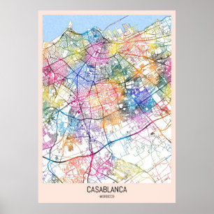Poster Mapa da Cidade do Marrocos em Casablanca