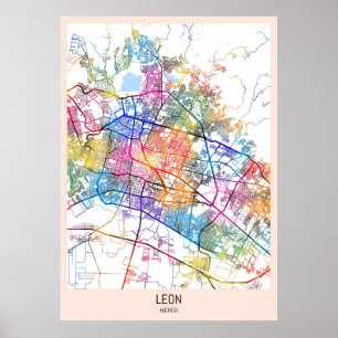Poster Mapa da Cidade do México de León