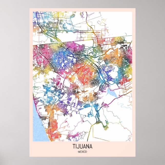 Poster Mapa da Cidade do México de Tijuana (Frente)