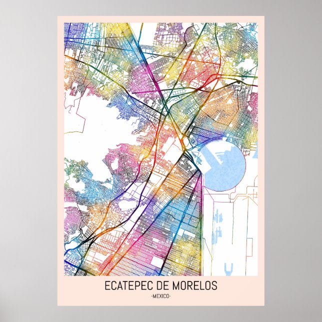 Poster Mapa da Cidade do México Ecatepec de Morelos (Frente)