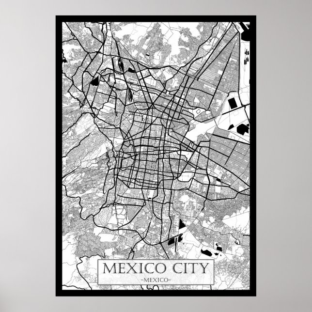 Poster Mapa da Cidade do México México (Frente)