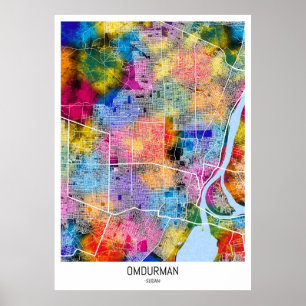 Poster Mapa da Cidade do Sudão Omdurman