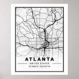 Poster Mapa da Cidade do Viagem de Atlanta Georgia USA