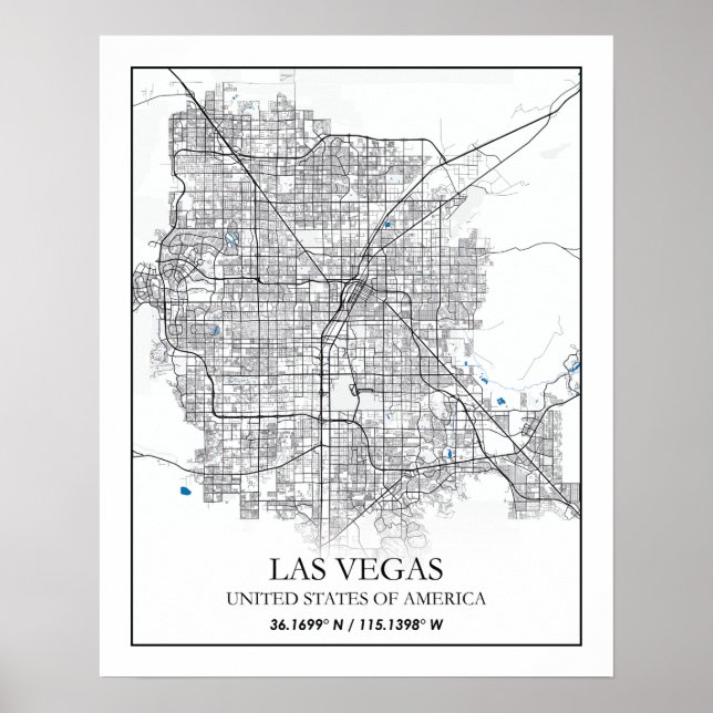 Poster Mapa da Cidade do Viagem de Cidades de Las Vegas N (Frente)