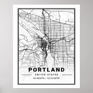 Poster Mapa da Cidade do Viagem, nos EUA, em Portland