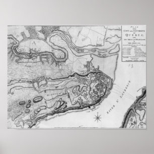 Póster Mapa da cidade e dos arrabaldes de Quebeque