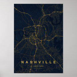 Poster Mapa da Cidade Estilizado de Nashville, Tennessee