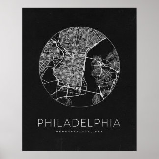 Poster Mapa da Cidade Minimalista de Filadélfia