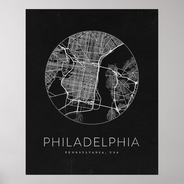 Poster Mapa da Cidade Minimalista de Filadélfia (Frente)