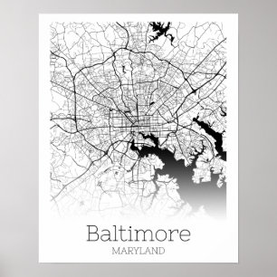Poster Mapa da Cidade Moderna de Baltimore
