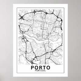 Poster Mapa Da Cidade Porto Estilo Linha Clássico