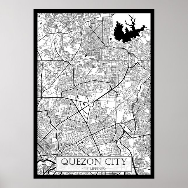 Poster Mapa da Cidade Quezon Filipinas (Frente)