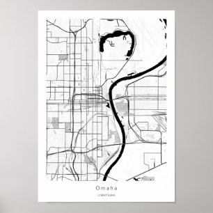Poster Mapa da Cidade Simples Mínima Moderna de Omaha Neb