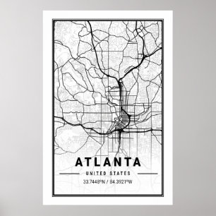 Poster Mapa da Cidade Viagem da Atlanta Georgia USA