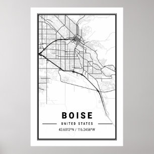 Poster Mapa da Cidade Viagem de Boise Idaho EUA